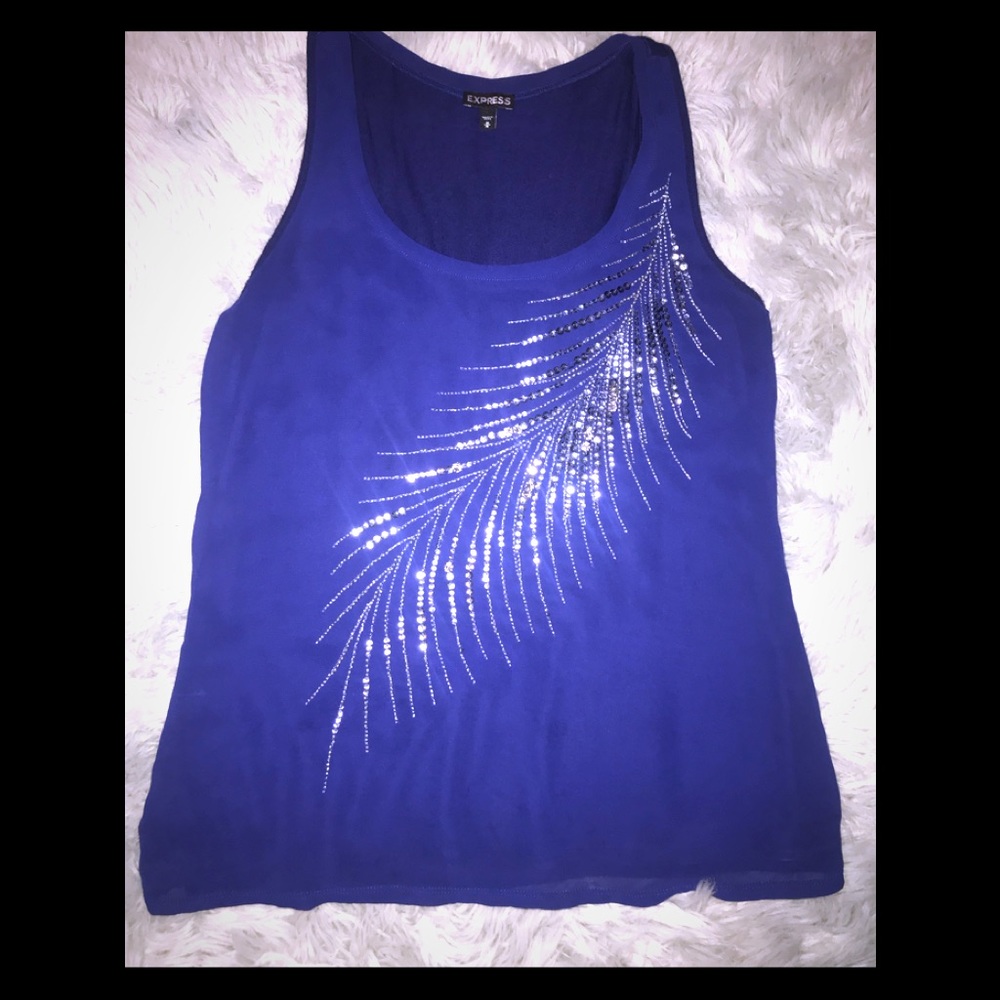 Express Electric Blue Blouse w/pattern